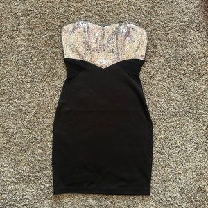 Black w/ Sequin Strapless Dress - Small - Mystic